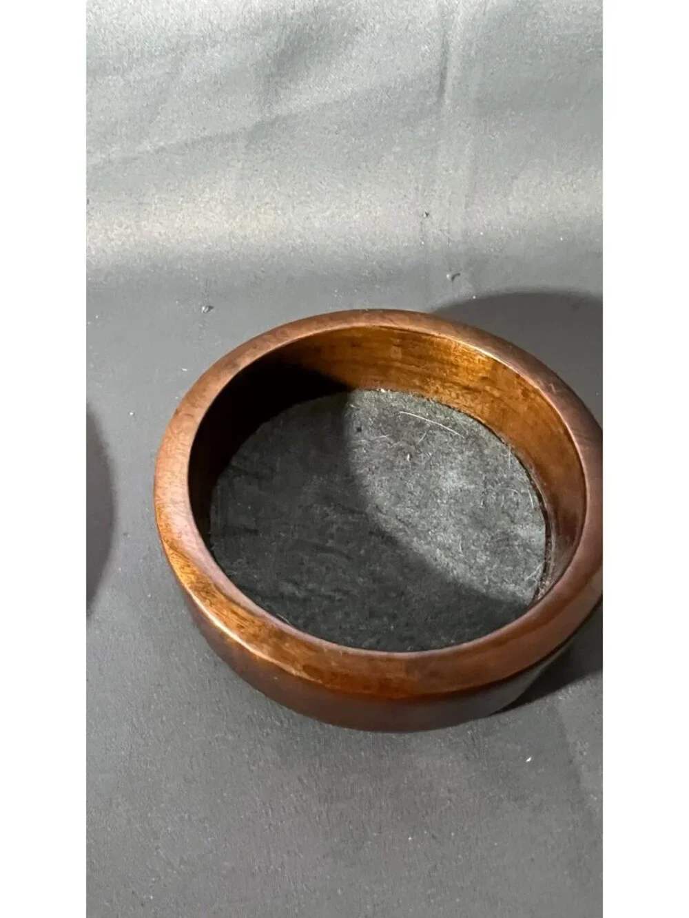 Wooden Round Trinket Box With Agate Inlay Lid Made In Brazil